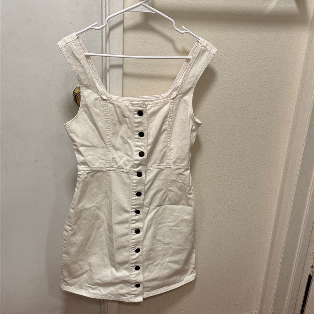 Urban Outfitters Cream Button-Front Mini Dress